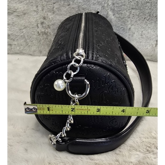 Juicy Couture Black Barrel Bag Rhinestone Logo Embossed Shoulder Purse NWT - Picture 9 of 11